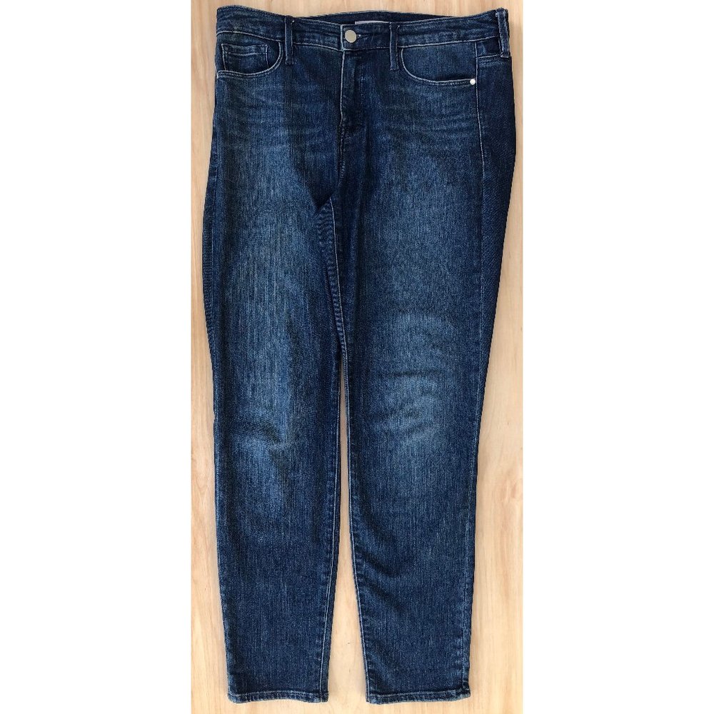 ATHLETA SCULPTEK SKINNY Women’s Distressed Dark Wash Mid Rise Denim Jeans sz 8